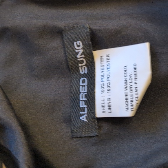 NWT Alfred Sung Bow One-Shoulder Satin Trumpet Gown Black Size 10 - Picture 6 of 14